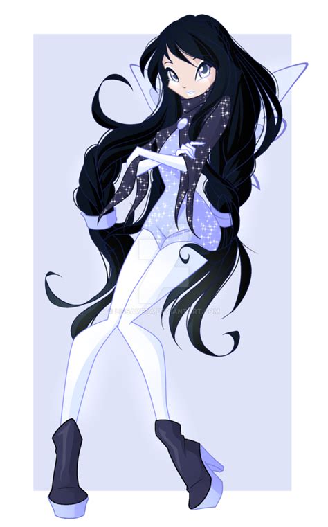 an anime character with long black hair and boots