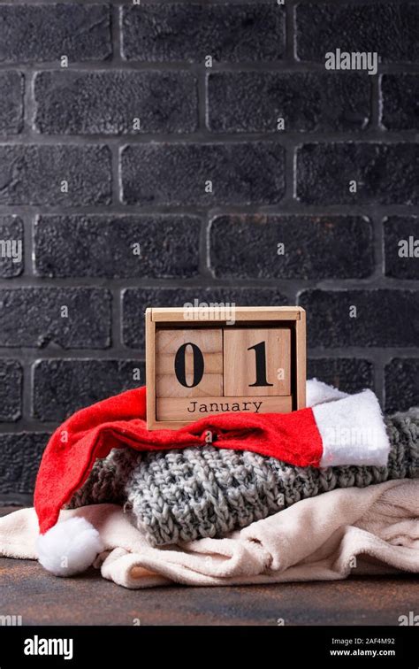 1 January In Wooden Cube Calendar Stock Photo Alamy