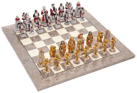 Incas And Spanish Themed Chessmen And Superior Board Chess Set Spanish