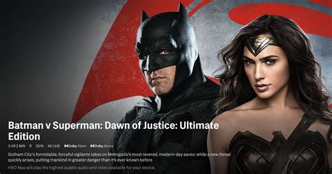 Batman V Superman Dawn Of Justice Ultimate Edition Now Streaming In K Dolby Vision Atmos