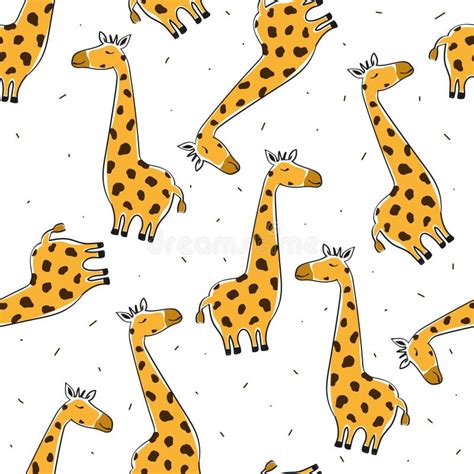 Colorful Seamless Pattern With Happy Giraffes Decorative Cute