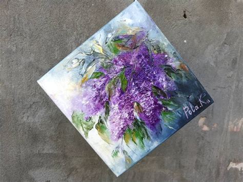 Lilac Painting Original Purple Wall Art Canvas Flowers Art Etsy