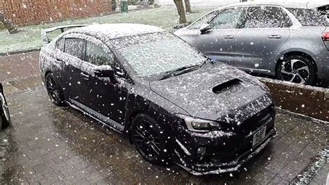 2016 Subaru Wrx Sti Just Sitting Gathering Snow Slow Motion Snowfall
