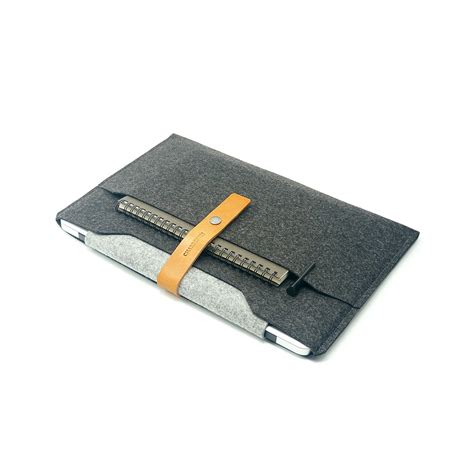 Leather 13 Macbook Air Sleeve Black Charbonize Touch Of Modern