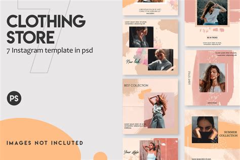 7 Clothing Store Instagram Post Template Set By Design360 Thehungryjpeg