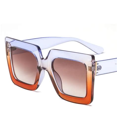 oversized square sunglasses women brand designer clear lenses sun glasses female colors big