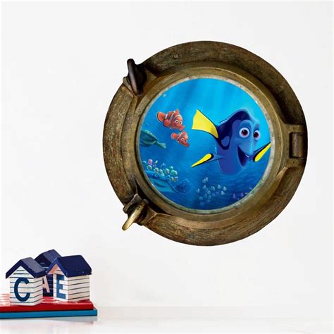 Cute Dory And Nemo Porthole View Sticker Bathroom Decor Under The Sea