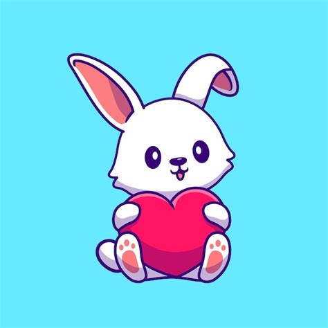 Premium Vector Rabbit Holding Heart Cartoon Vector Illustration