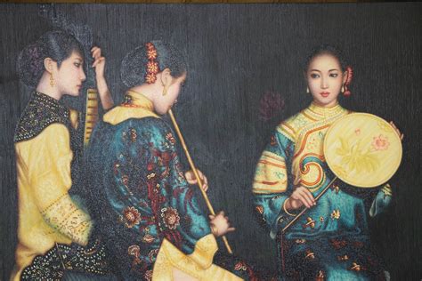 Oil Painting On Canvas Chinese Musician Group Portrait Mary Kays