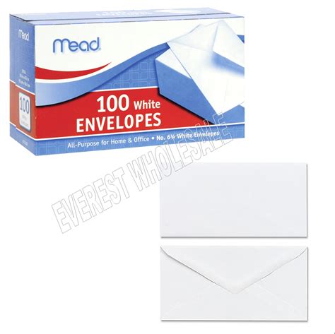 Mead Plain White Envelope 100 Ct Pack Size 10 Small 6 Packs Everest