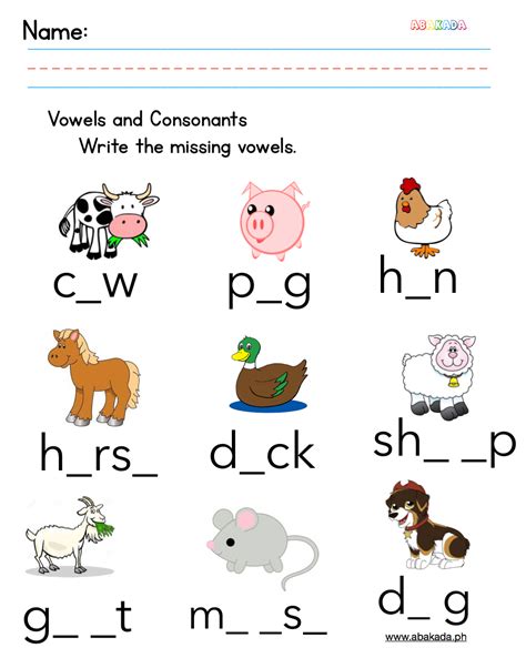 Vowel And Consonant Worksheets