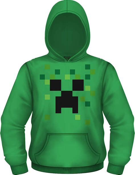Minecraft Boys Video Game Hoodie Black And Green Creeper Face