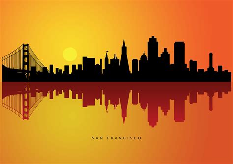 San Francisco Wall Art City Skyline Cityscape Reflection Art Print