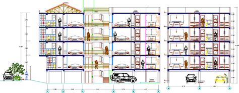 Detailing Section View Of Residential Housing Apartment Building Dwg