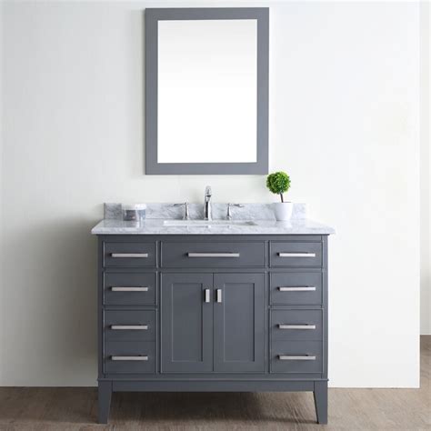 Bathroom vanity cabinet single sink with cultured marble countertop, 42 inches, dark charcoal. Ari Kitchen & Bath Danny 42" Single Bathroom Vanity Set ...