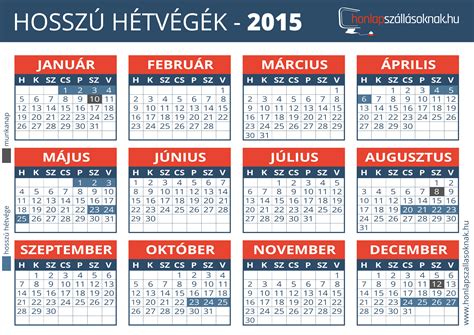 Hosszú hétvégék 2015-ben NAPTÁRRAL | Honlap Szállásoknak