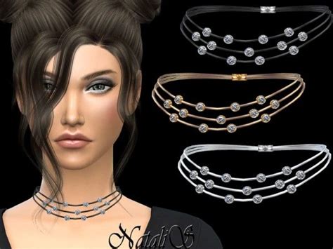 The Sims Resource Three Layered Choker With Crystals By Natalis • Sims