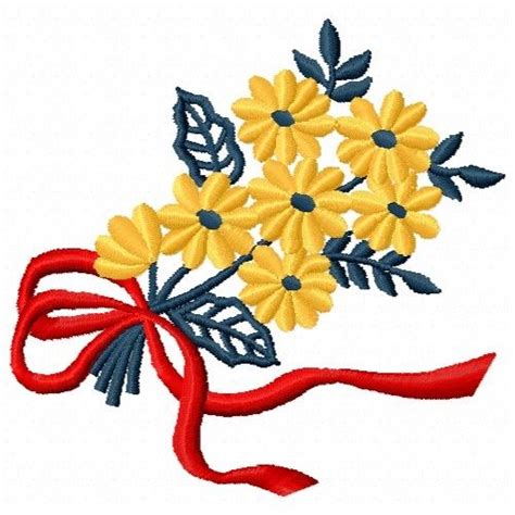 Free Yellow Daisy Bouquet Embroidery Design | AnnTheGran.com in 2021