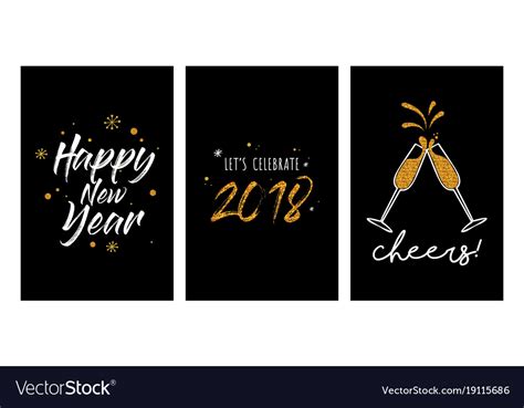 New Year Party Invitation Template Set Year Vector Image