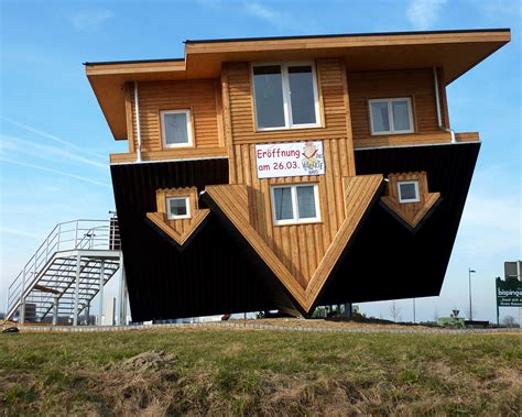 All the rooms in the house — the kitchen, bathroom, bedroom, office, etc.— are upside down and full furniture and other. The Amazing House In Germany That Is Upside Down