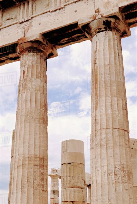 Greece Athens Acropolis Doric Columns Of Parthenon Stock Photo
