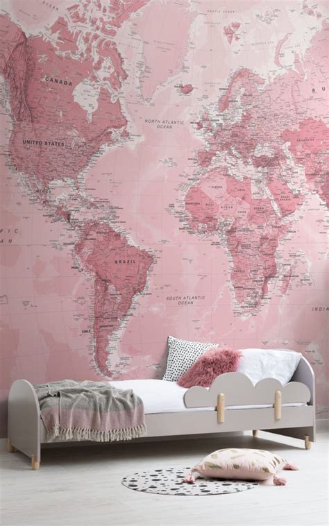 Pink World Map Wallpaper Mural Murals Wallpaper Insta Vrogue Co
