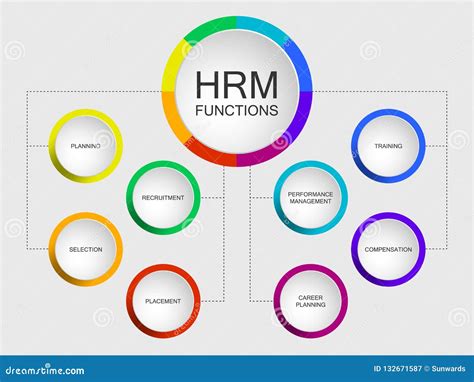 Hrm Functions Slide Template With Circle Diagram Stock Illustration