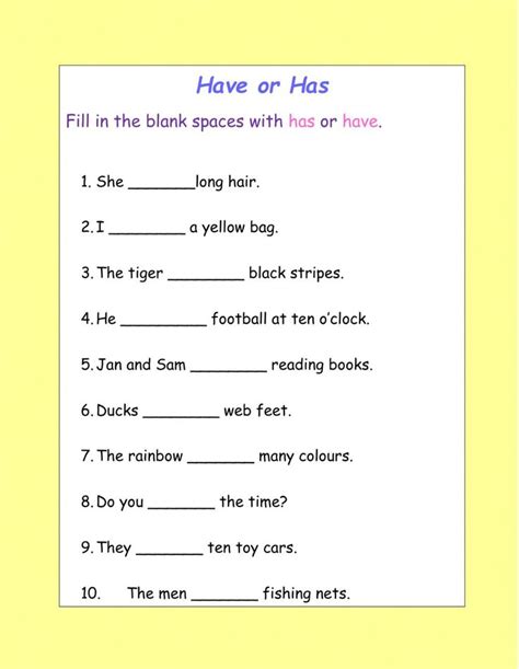 Have Worksheet For Kindergarten