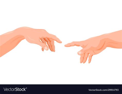 Adam And God Touching Hands Fingers Graphic Vector Image