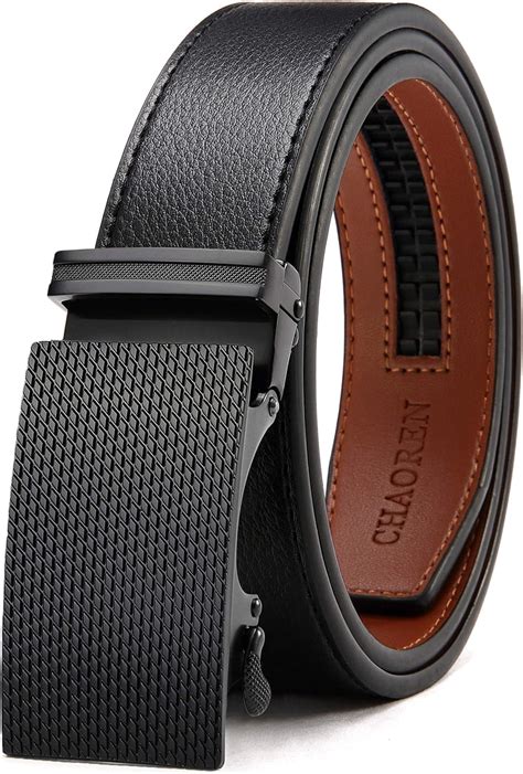 Cr Mens Belt Automatic Genuine Leather Ratchet Belt For Men 35 Mm Wide