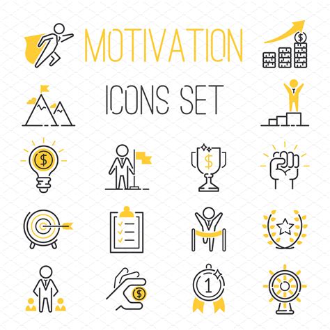 Motivations Icons Vector Set People Illustrations Creative Market