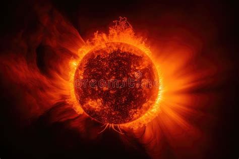 Colossal Sun With Its Fiery Surface In The Middle Of Explosive
