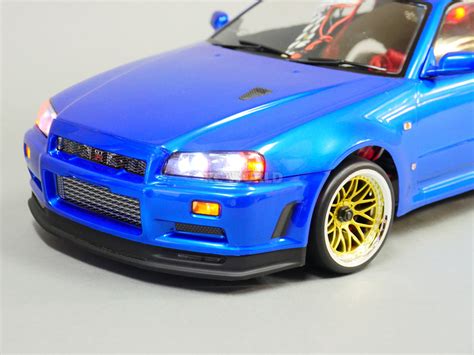 Custom Rc 110 Drift Nissan Skyline R34 Awd Belt Car Blue Rtr