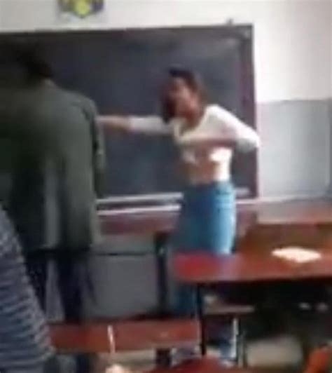 Watch Schoolgirls Cat Fight Being Ended When Teacher Slaps One Girl