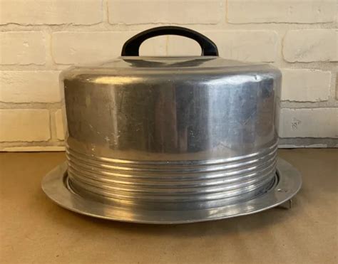 Vintage Regal Ware Aluminum Cake Carrier W Handle Locking Lid