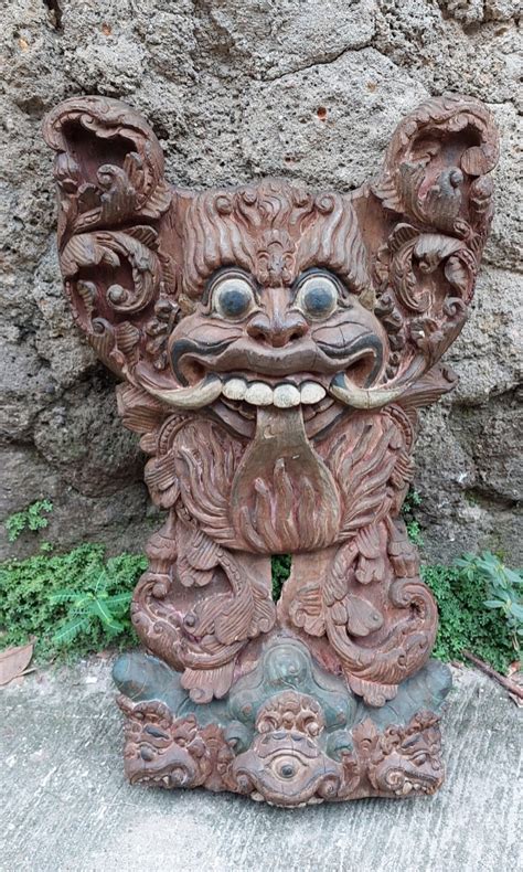 Patung Barong Ukiran Bali Dari Kayu Tua Antik Pajangan Di Carousell