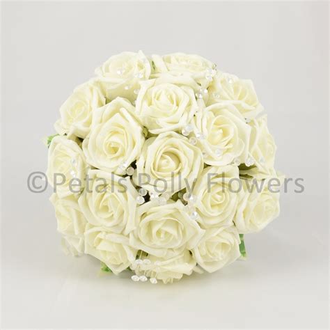 Handmade Ivory Artificial Rose Wedding Bridesmaids Bouquet The