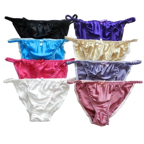 Panasilk 8 Pairs 100 Silk Womens String Bikini Panties Size S M L Xl 2xl W26 41bikini
