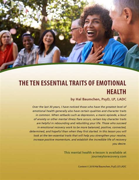 The Ten Essential Traits Of Emotional Health Mh Lesson Journey To Recovery