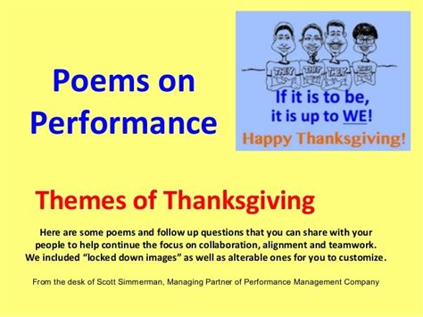 Thanksgiving People And Performance Workplace Poems By Scott Simmerman