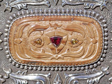Custom Sterling Silver And Mammoth Ivory Belt Buckle