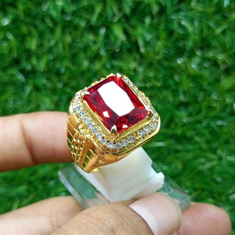 Jual Batu Cincin Permata Red Siam Topaz Octagon Siap Pakai Shopee