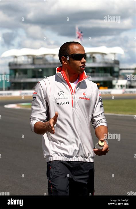 Vodafone Mclaren Driver Lewis Hamilton On Track Walk Silverstone Hi Res