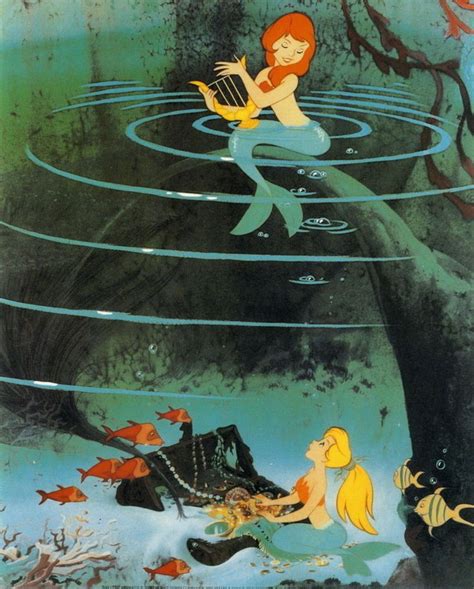 Vintage Art Print Disney Peter Pan Character Mermaid Lagoon Lute