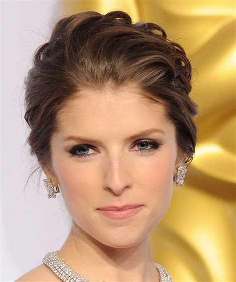 Anna Kendrick Long Wavy Formal Updo Hairstyle Chocolate