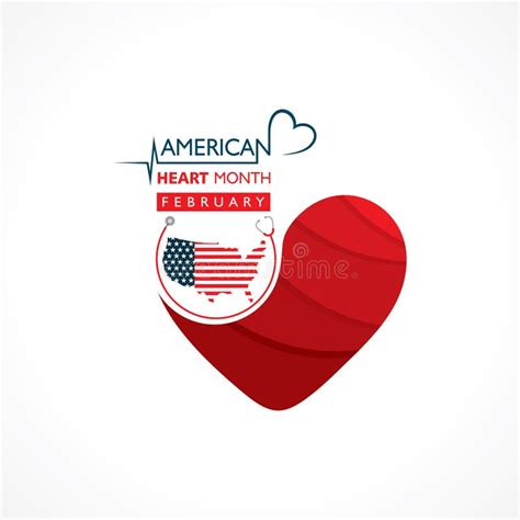 National American Heart Month Observed In February Stock Vector