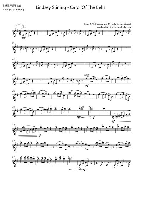 Lindsey Stirling Carol Of The Bells Violin Score Pdf Free Score Download ★