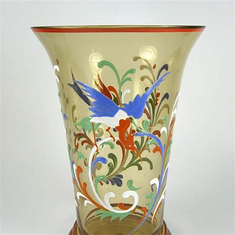 Bohemian Enameled Glass Vase From Antiquesonascot On Ruby Lane