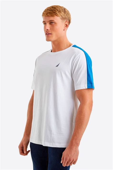 Camiseta Nautica Newton Blanca Y Azul