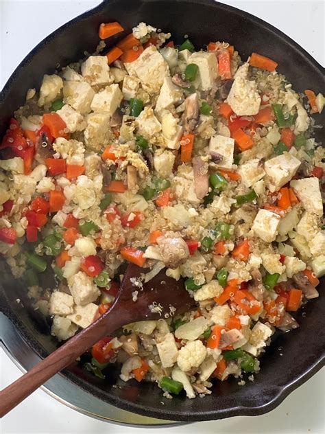 Lunch Quinoa Tofu Eight Vegetables In A Pan Bedlam Farm